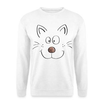 Lustiges Katzen Gesicht - Comic - Katze - Unisex Pullover - Weiß - Vorne