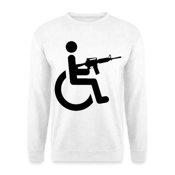 Rollstuhlfahrer mit Waffe # - Unisex Pullover - Weiß - Vorne