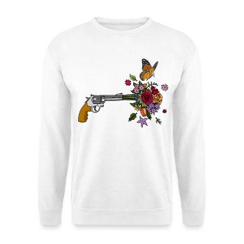 Die Pistole des Friedens - Unisex Pullover - Weiß - Vorne - Alina (178cm) & Michal (187cm)