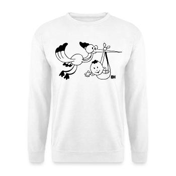 Stork with a Baby, One Color Design - Unisex Sweatshirt - white - Front