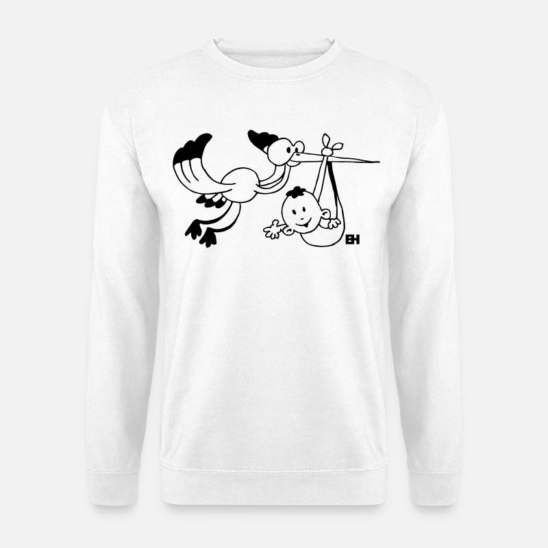 Der Storch bringt die Babys. - Unisex Pullover - Weiß