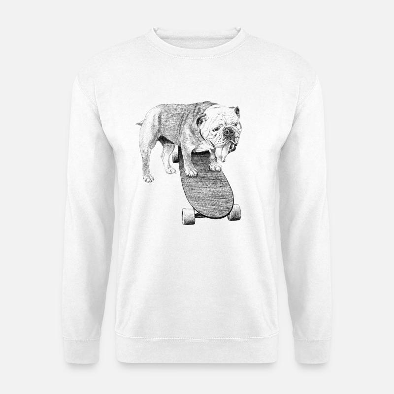 Bulldog Skateboard - Unisex Pullover - Weiß