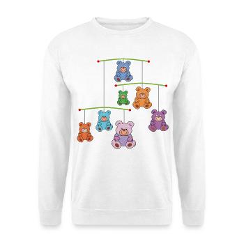Mobilé mit Teddybären - Unisex Pullover - Weiß - Vorne - Alina (178cm) & Michal (187cm)