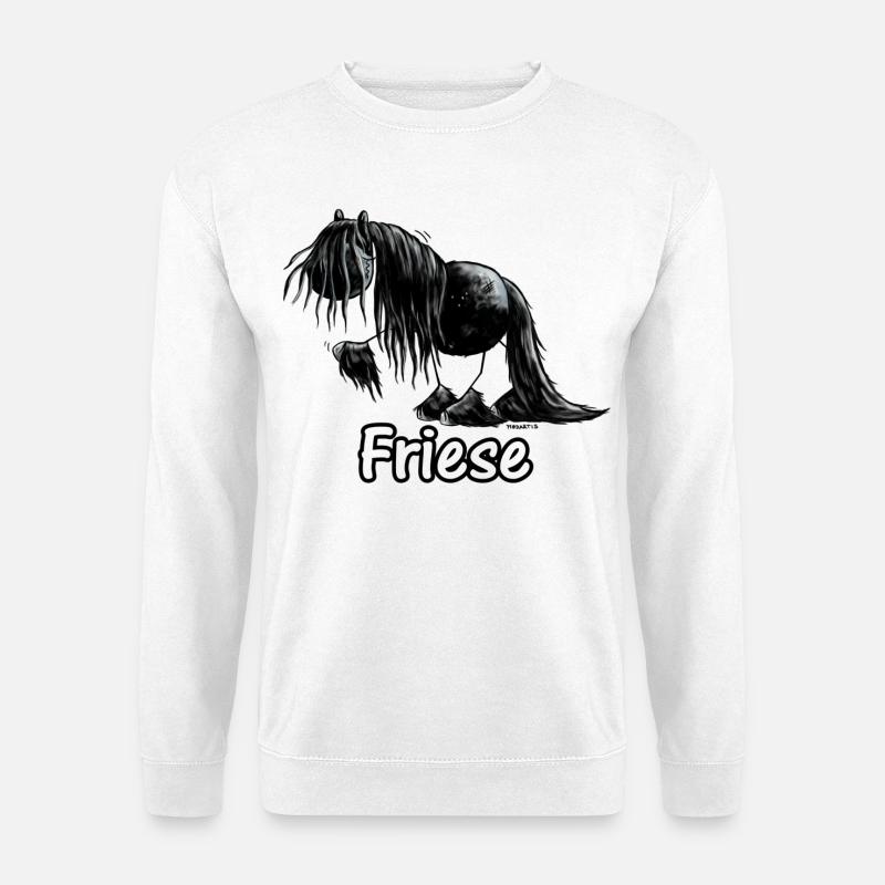Lustiges Friesenpferd - Friese - Pferd - Unisex Pullover - Weiß
