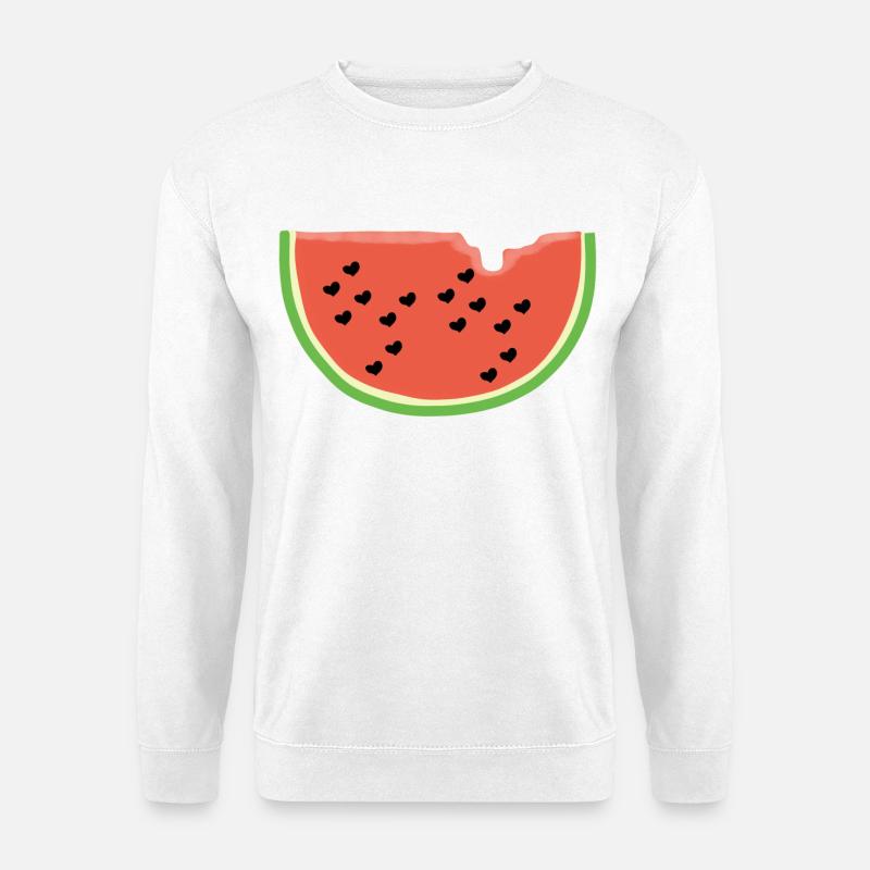 Melone mit Herz - Geschenk - Wassermelone - Comic - Unisex Pullover - Weiß