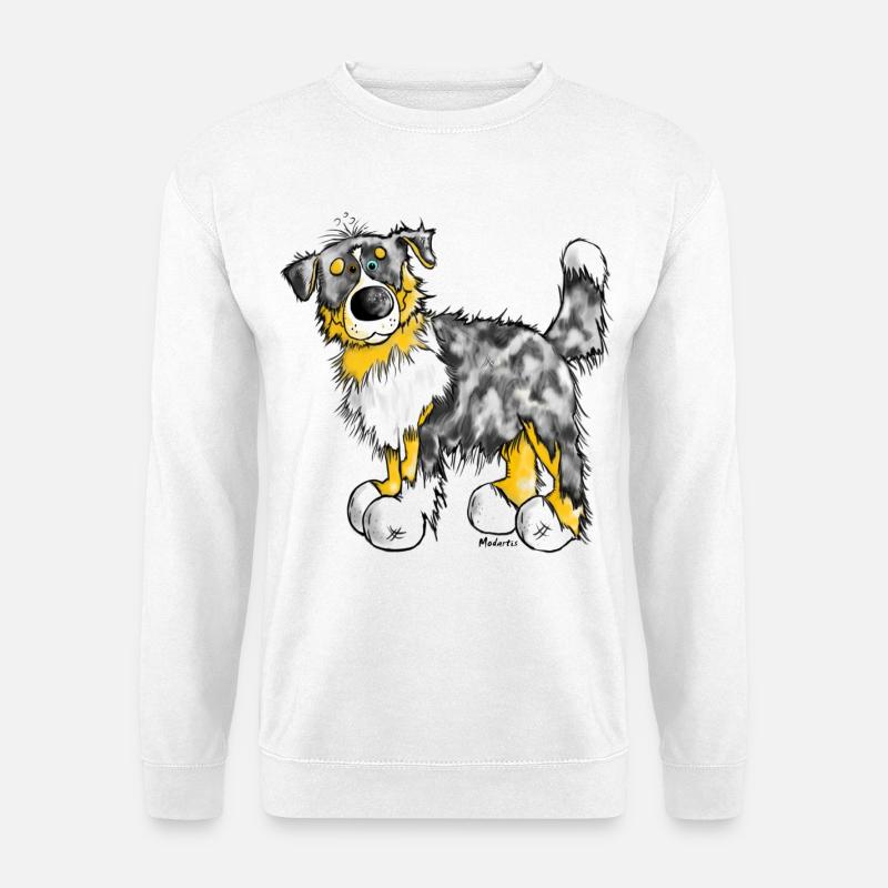Aussie - Australian Shepherd - Hund - Dog - Unisex Pullover - Weiß