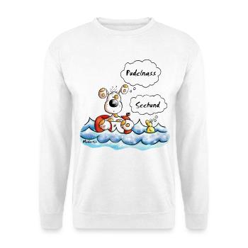 "Matter of opinion" Dog and Duck Cartoon - Unisex Sweatshirt - white - Front