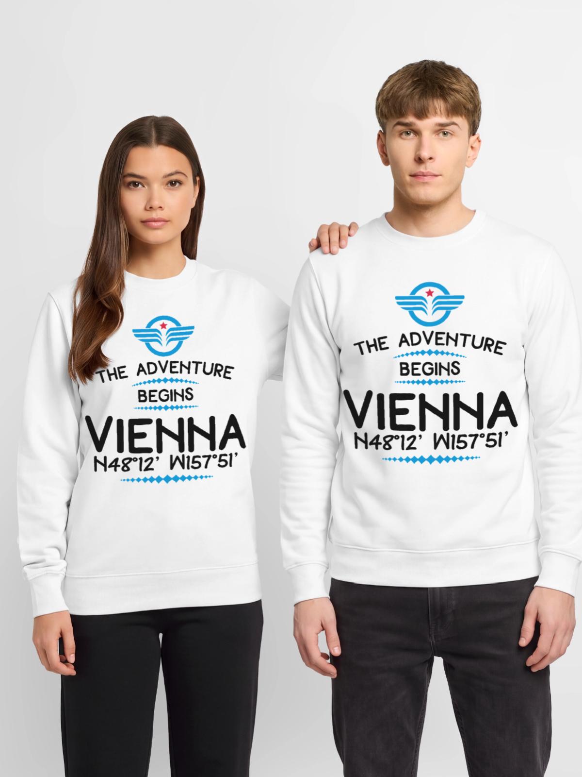 Wien - Unisex Pullover - Weiß - Vorne - Alina (178cm) & Michal (187cm)