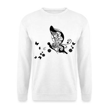 Schmetterling - Unisex Pullover - Weiß - Vorne - Alina (178cm) & Michal (187cm)