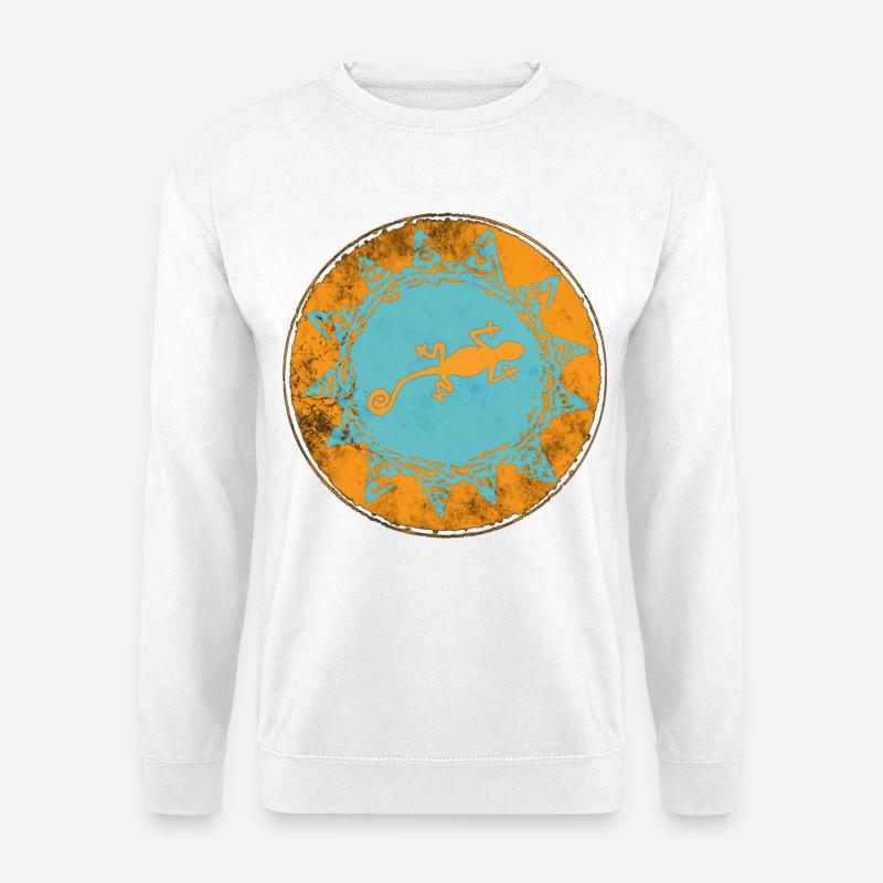 Ästhetisches Geckosymbol im Tribalstil - Unisex Pullover - Weiß