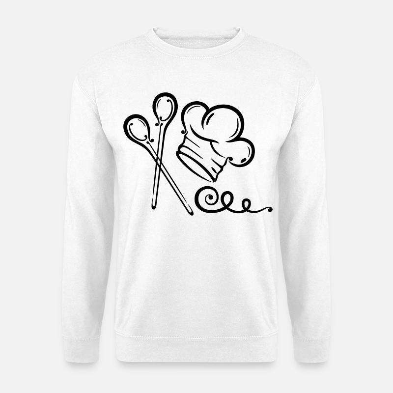 Kochmütze, Koch, Küche, Kochlöffel - Unisex Pullover - Weiß
