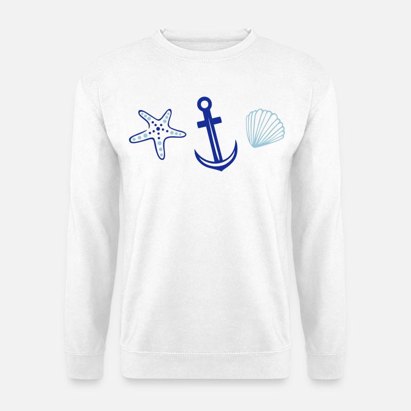 Anker mit Seestern und Muschel. - Unisex Pullover - Weiß
