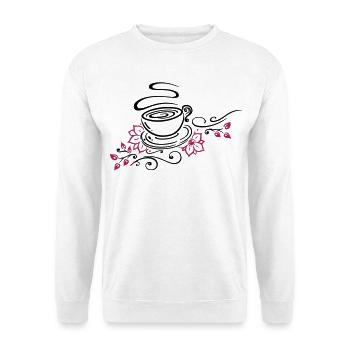 Tee, Teetasse, tea time, Kirschblüten - Unisex Pullover - Weiß - Vorne