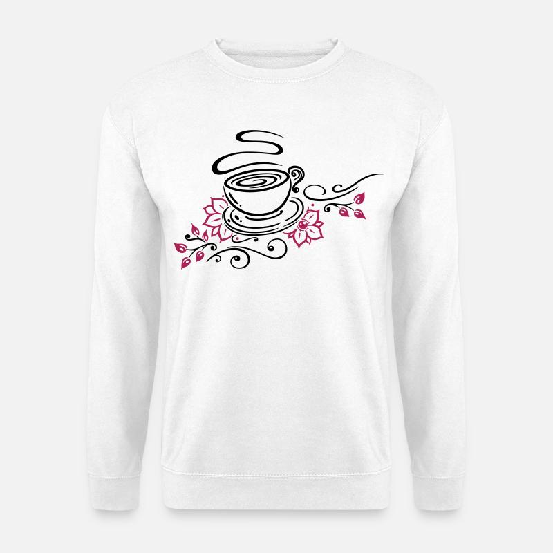 Tee, Teetasse, tea time, Kirschblüten - Unisex Pullover - Weiß