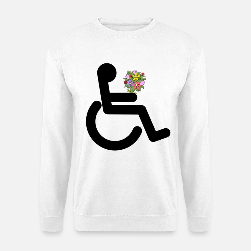 Rollstuhlfahrer mit Blumen # - Unisex Pullover - Weiß