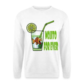 Mojito und Goldfisch - Unisex Pullover - Weiß - Vorne - Alina (178cm) & Michal (187cm)