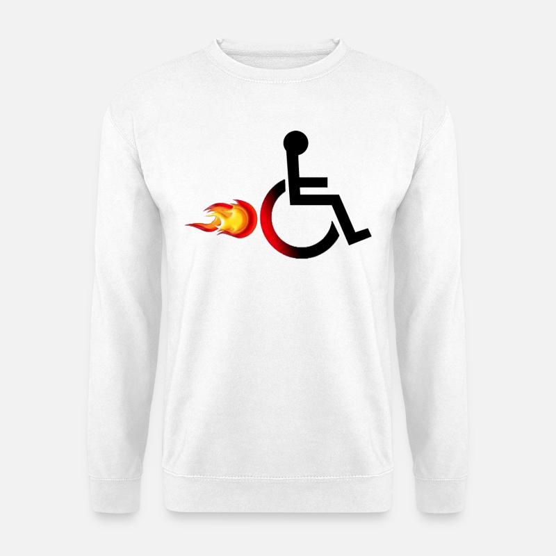 Rollstuhlfahrer mit Flammen # - Unisex Pullover - Weiß