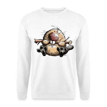 Lustiger Biber - Unisex Pullover - Weiß - Vorne