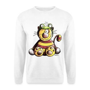 Katze im Froschkostüm - Unisex Pullover - Weiß - Vorne