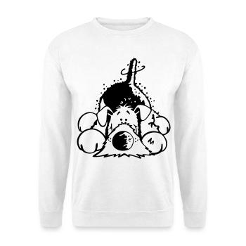 Verträumter Airedale Terrier - Unisex Pullover - Weiß - Vorne