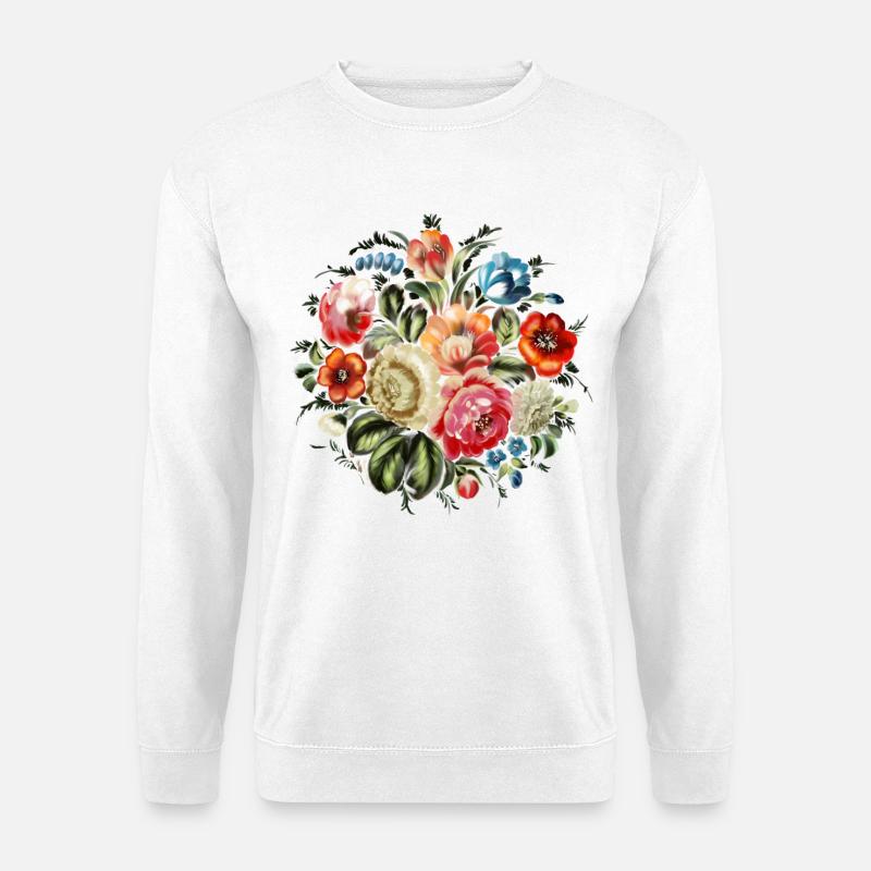 Blumen Zhostovo - Unisex Pullover - Weiß