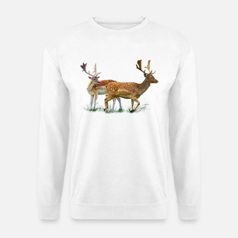 Hirschporträt mit natürlichem Flair - Unisex Pullover - Weiß
