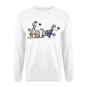 Schlittenhund Team - Unisex Pullover - Weiß - Vorne