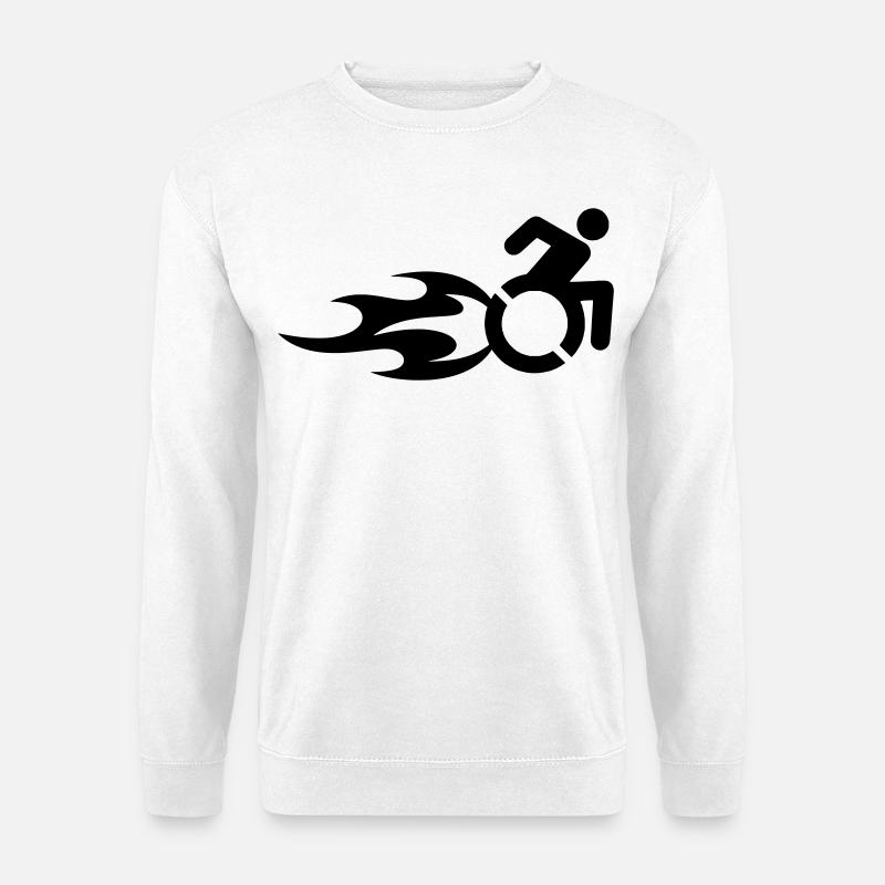 Rollstuhlfahrer mit Flammen # - Unisex Pullover - Weiß