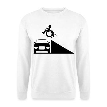 Rollstuhlfahrer springt über eine Rampe # - Unisex Pullover - Weiß - Vorne