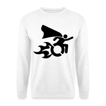 im Rollstuhl mit Flammen # - Unisex Pullover - Weiß - Vorne