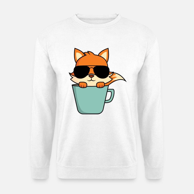 Cooler Fuchs in Kaffeetasse - Unisex Pullover - Weiß