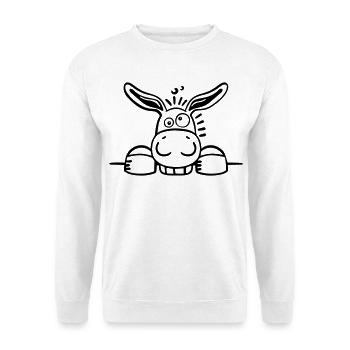 Neugieriger Esel - Unisex Pullover - Weiß - Vorne