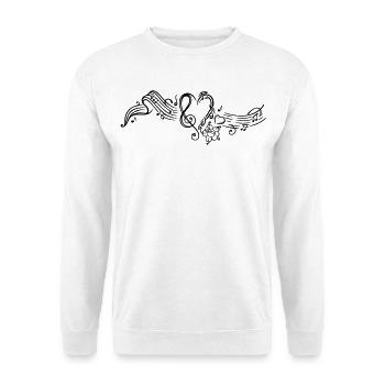 Notenblatt mit Musiknoten, music, notes, clef - Unisex Pullover - Weiß - Vorne