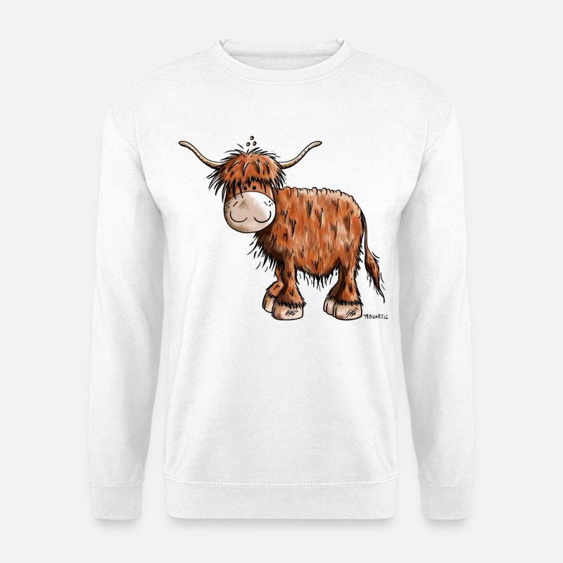 Da ist ein Schottisches Hochlandrind - Unisex Pullover - Weiß