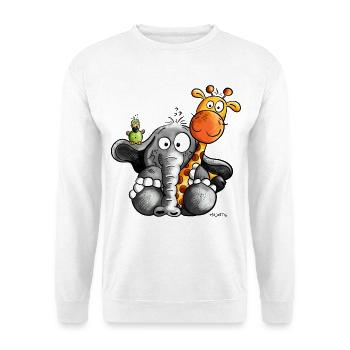 Elefant umarmt Giraffe - Unisex Pullover - Weiß - Vorne