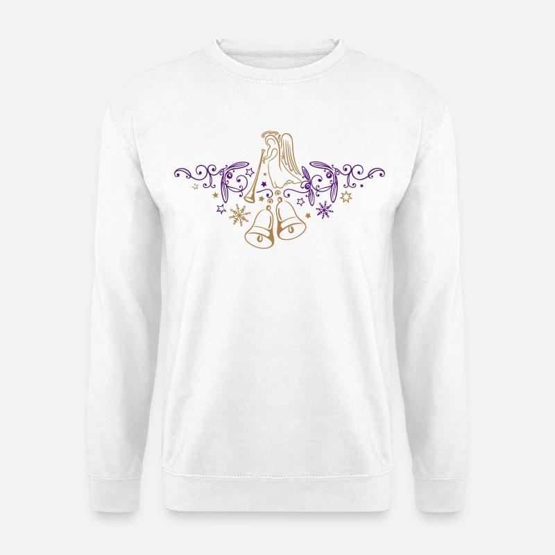 Weihnachten mit Engel, Misteln und Glocken - Unisex Pullover - Weiß