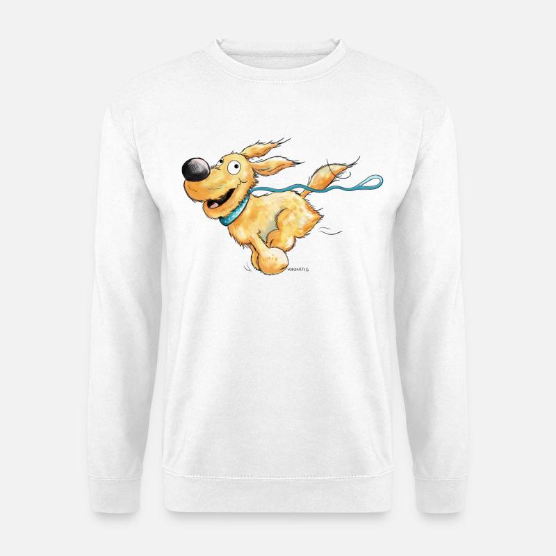 Flotter Hund Mit Hundeleine Geht Gasse - Unisex Pullover - Weiß