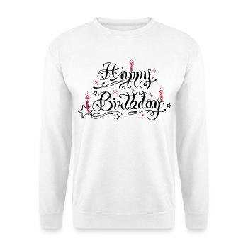 Happy birthday lettering with candles. - Unisex Sweatshirt - white - Front