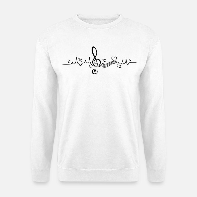 Herzschlag, Liebe zur Musik - Unisex Pullover - Weiß