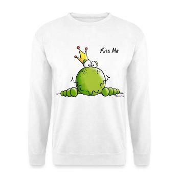 Frosch mit Krone - Frösche - König - Kiss Me - Unisex Pullover - Weiß - Vorne