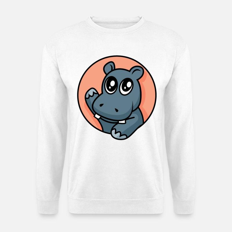 Fröhliches Nilpferd - Unisex Pullover - Weiß