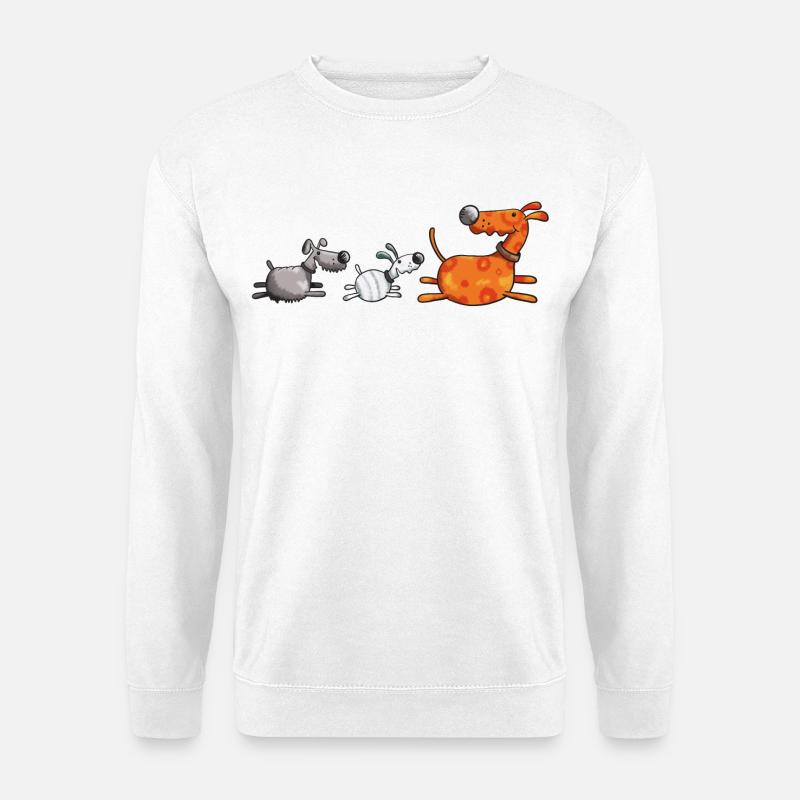Drei Hundetiere - Hund - Hunde - Dog - Comic - Unisex Pullover - Weiß