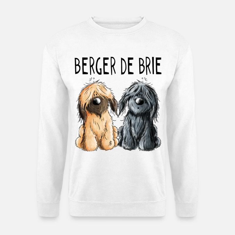 Zwei Berger de Brie - Briard - Comic - Geschenk - Unisex Pullover - Weiß