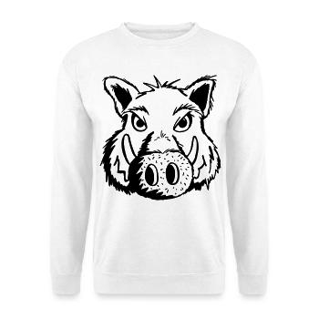 Süßes Wildschwein - Wildschweine - Schwein - Comic - Unisex Pullover - Weiß - Vorne