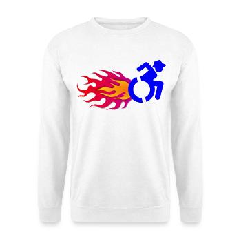 Rollstuhlfahrer mit Flammen # - Unisex Pullover - Weiß - Vorne