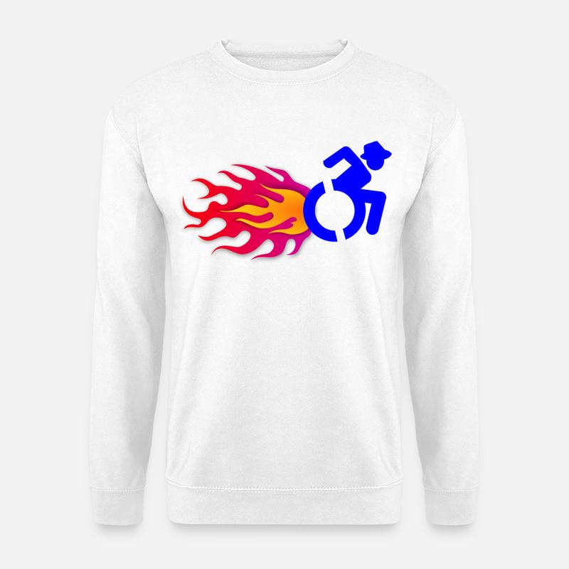 Rollstuhlfahrer mit Flammen # - Unisex Pullover - Weiß