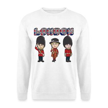 Trio de dessins animés London Beefeater - Sweat-shirt Unisexe - blanc - Devant