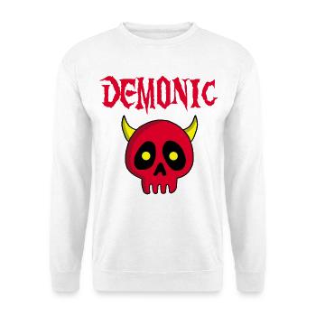 Manga Dämonenschädel - Unisex Pullover - Weiß - Vorne - Alina (178cm) & Michal (187cm)