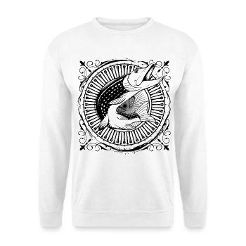 Fisch - Fischer - Fischen - Fischerei - Hecht - Unisex Pullover - Weiß - Vorne
