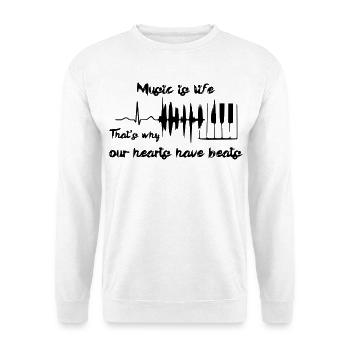 Musik ist Leben, Klavier, Pianist, Keyboard # - Unisex Pullover - Weiß - Vorne